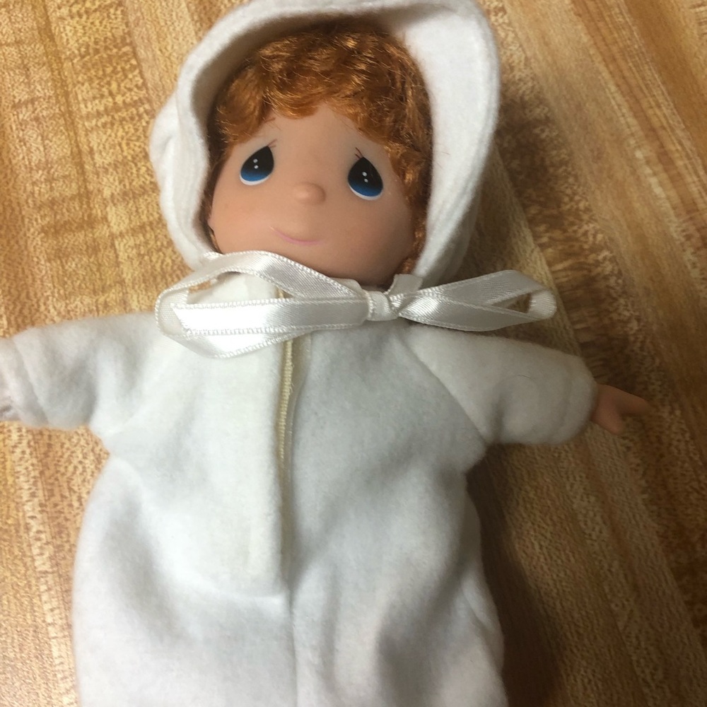 White Hooded Doll with Red Hair